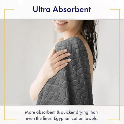 Alusa Home Ultra Soft & Stylish 700 GSM Luxury Bath Sheets | Pack of 2 | Extra Large 35x70 Inches | 100% Zero-Twist, Long-Staple Cotton | Remarkably Absorbent (Granite Grey)