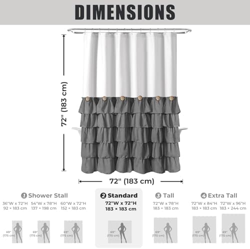 Seasonwood White and Gray Shower Curtain 72 x 72