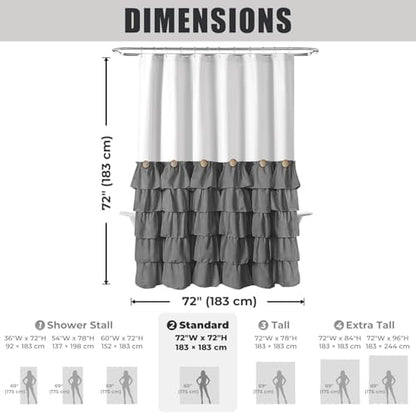 Seasonwood White and Gray Shower Curtain 72 x 72