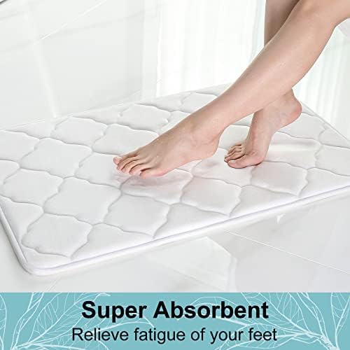 OLANLY Memory Foam Bath Mat Rug 59x20, Ultra Soft Bathroom Rugs, White