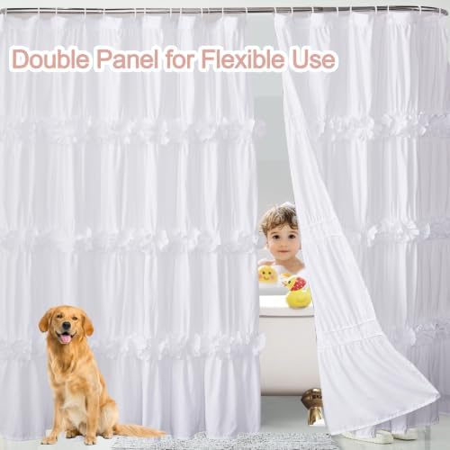Homechoice Decor White Shower Curtain 2 Pack, 72" W x 72" L x 2 Panels