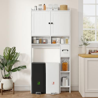 RRX Over The Toilet Storage Cabinet, Bathroom Above Organizer (Milky White)