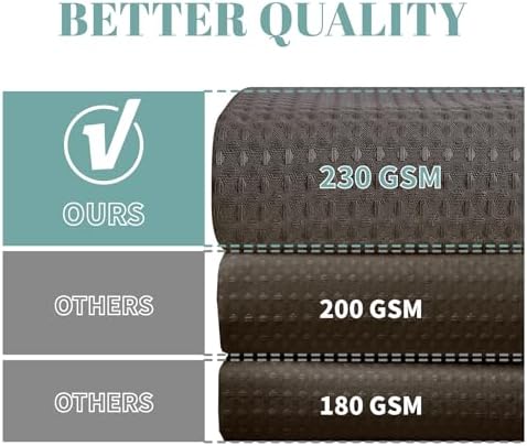 eachope No Hook Waffle Shower Curtain with Snap-in Liner, 54x80 Inch, Brown