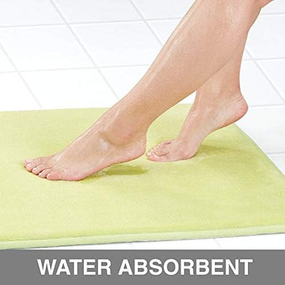 Memory Foam Bath Mat Non Slip Absorbent Super Cozy Velvet Bathroom Rug Carpet (22 inches X 36 inches, Lime)