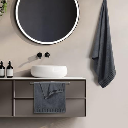 BELIZZI HOME Ultra Soft 3 Pack Cotton Towel Set, Contains a Bath Towels 28x55 inch, a Hand Towels 16x24 inch & a Wash Cloths 12x12 inch, Ideal Everyday use, Compact & Lightweight - Charcoal Grey