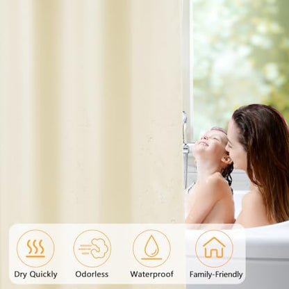 Seenus Waterproof Fabric Shower Curtain Liner with 3 Weighted Magnets, 72 x 84 inch Extra Long Cream Cloth Shower Liner Machine Washable, Hotel Quality Lightweight Tall Shower Curtain for Bathroom
