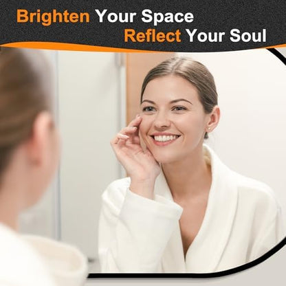 Delma 30x20 Black Oval Bathroom Mirror for Over Sink, Aluminum Frame