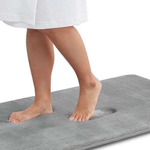 Memory Foam Bath Mat Non Slip Absorbent Super Cozy Velvet Bathroom Rug Carpet (60 inches X 17 inches, Grey)