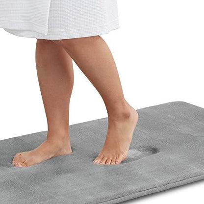 Memory Foam Bath Mat Non Slip Absorbent Super Cozy Velvet Bathroom Rug Carpet (60 inches X 17 inches, Grey)