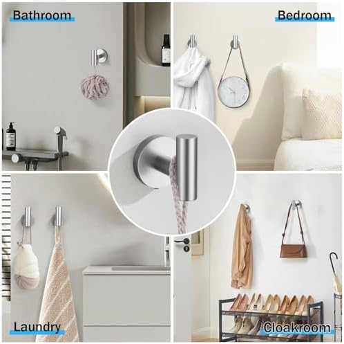 5 Pieces Brushed Nickel Bathroom Hardware Accessories Set SUS304 Stainless Steel Towel Bar Holder Set, 23.6Inch Towel Racks for Bathroom, Robe Towel Hooks, Toilet Paper Holder Wall Mounted