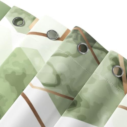 deFouliao Light Green Shower Curtain Geometric Grid Ink Green Modern Abstract Bathroom Shower Curtain Sets Waterproof Fabric for Home Hotel Bathtub Art Decor, with Hooks, 60x72 Inch