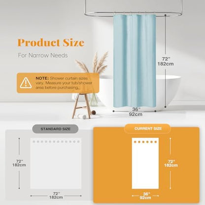 BTTN Stall Linen Textured Waterproof Cloth Shower Curtain, 36x72, Fog Blue
