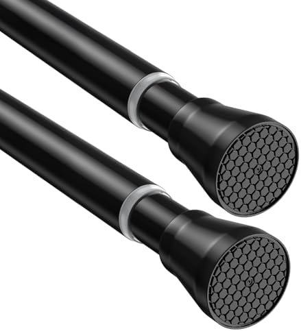 2 Pack Adjustable Tension Rods 45-77 Inch - Black