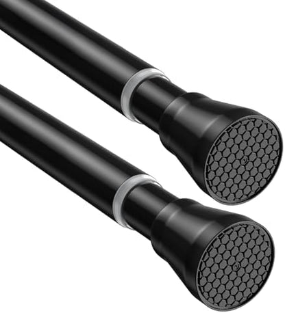2 Pack Adjustable Tension Rods 45-77 Inch - Black