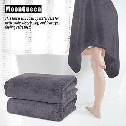 MOONQUEEN 6 Pack Premium Bath Towel Set - Quick Drying - Microfiber Coral Velvet Highly Absorbent Towels - Multipurpose Use as Bath Fitness, Bathroom, Shower, Sports, Yoga Towel (Dark Grey)
