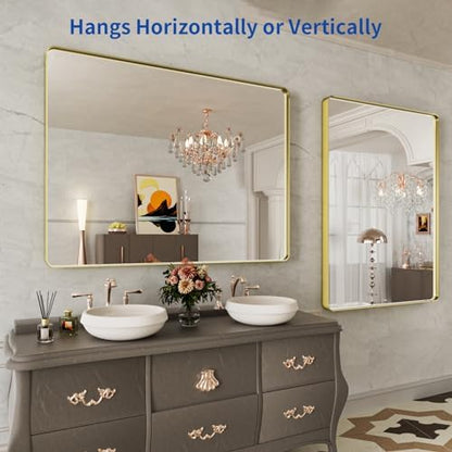 WEER Gold Bathroom Vanity Mirror 48X36 Inch