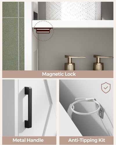 Homhedy Farmhouse Bathroom Storage Cabinet with Doors, Small Floor Cabinet
