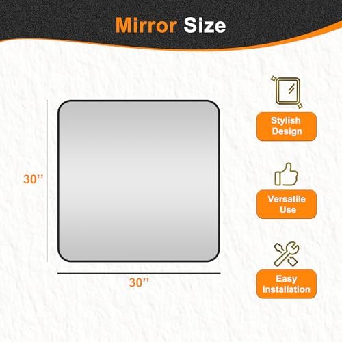 Delma Bathroom Vanity Mirror, Black Framed Mirror for Over Sink, 30x30