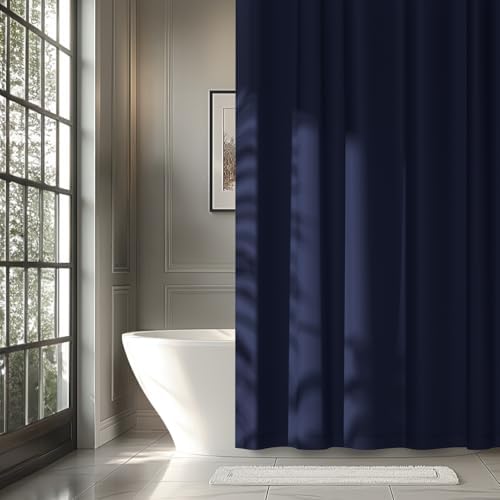 Seenus 72 x 78 inch Navy Blue Extra Long Fabric Shower Curtain Liner, Waterproof Cloth Shower Liner with 3 Large Magnets, Bathroom Long Shower Curtain Lightweight Washable