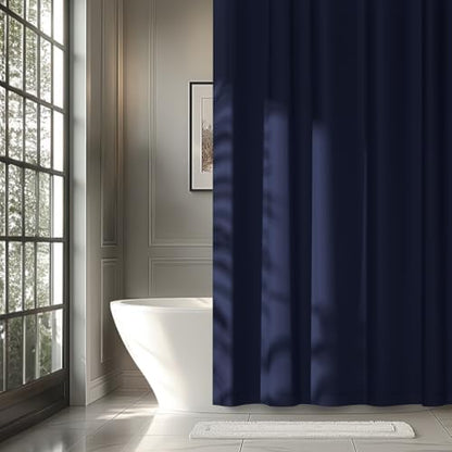 Seenus 72 x 78 inch Navy Blue Extra Long Fabric Shower Curtain Liner, Waterproof Cloth Shower Liner with 3 Large Magnets, Bathroom Long Shower Curtain Lightweight Washable