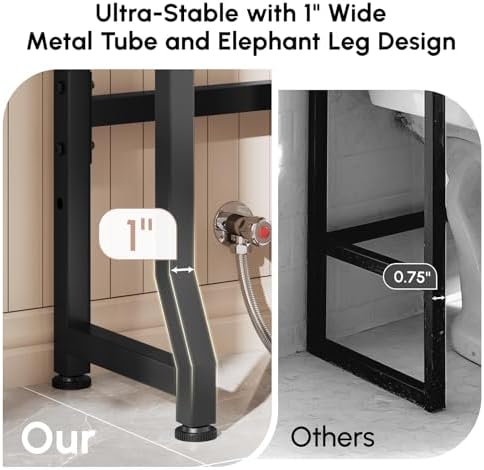 USHOWER White Over The Toilet Storage Cabinet with Glass Doors