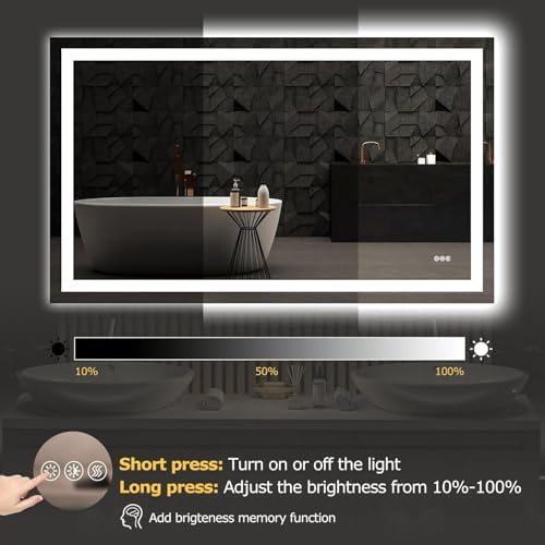 Hivone 55"X30" LED Bathroom Mirror with Lights, UL Listed