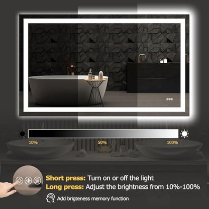 Hivone 55"X30" LED Bathroom Mirror with Lights, UL Listed