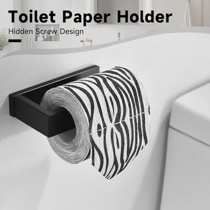 Black Towel Bar Set, 5-Pieces Bathroom Hardware Set,23.6 Inch Towel Rack Set Stainless Steel Towel Holder Set Wall-Mounted Bathroom Accessories