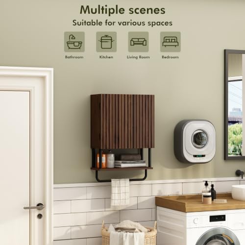 RUSTOWN Fluted Bathroom Wall Cabinet with 2 Doors, 3-Tier Medicine Cabinet