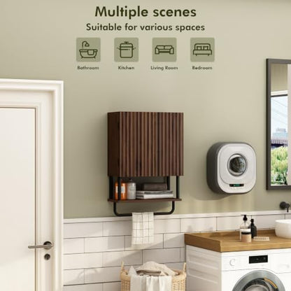 RUSTOWN Fluted Bathroom Wall Cabinet with 2 Doors, 3-Tier Medicine Cabinet