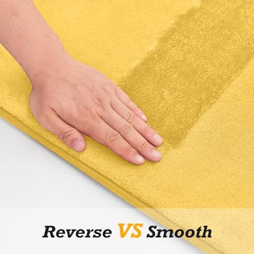 HUXMEYSON Bathroom Rugs Sets 2 Piece, Non-Slip & Quick Dry Bath Mat Set, Ultra Soft Velvet Bath Rugs for Bathroom, Toilet and Shower Floor, Yellow