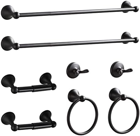 BGL Bathroom Hardware Set Matte Black Adjustable Expandable Bath Towel Bars Bathroom Accessory Set Towel Racks 8-Pieces Wall Mount