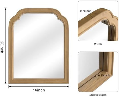WallBeyond Wood Frame Wall Mirror Decor for Entryway, Living Room or Bedroom Home Decor - Light Woodgrain 16" x 20" Natural Color