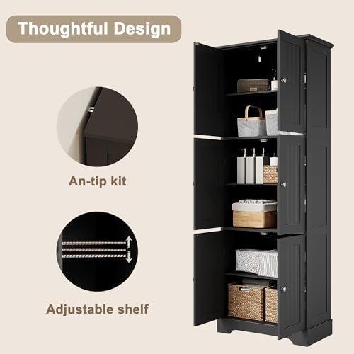ChooChoo 63.2" Tall Bathroom Storage Cabinet with 6 Doors