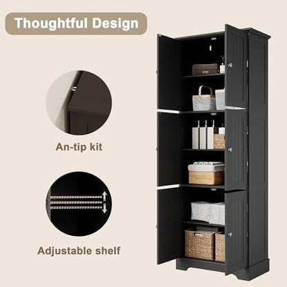 ChooChoo 63.2" Tall Bathroom Storage Cabinet with 6 Doors