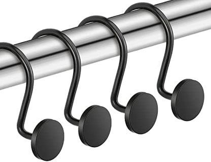 CHICTIE Black Shower Curtain Hooks, 12 Pieces, Metal, Shower Curtain Rings, Modern Decorative Design