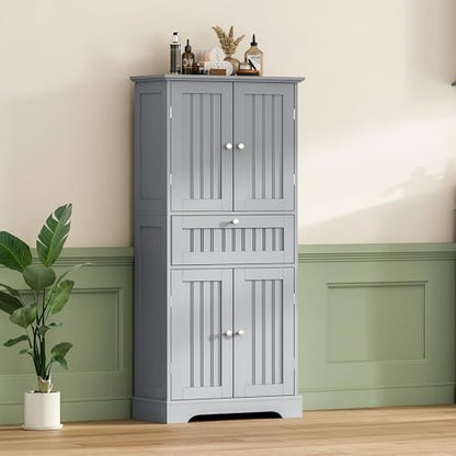 ChooChoo 51" H Bathroom Floor Cabinet with Drawer and Adjustable Shelves