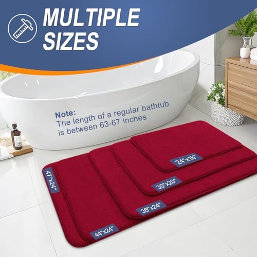 OLANLY Thick Memory Foam Bathroom Rugs 36x24, Soft Absorbent Bath Mat, Red