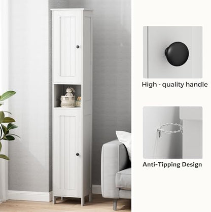 Homleke Tall Bathroom Storage Cabinet with 2 Doors, Slim Bathroom Cabinet
