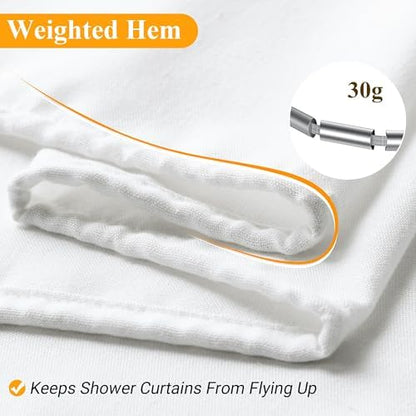 Naturoom Linen Shower Curtain 80 Inch Long for Bathroom White 1 Panel
