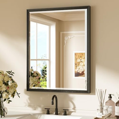 Keonjinn 24" x 30" Black Framed Bathroom Mirrors, Safe HD Tempered Glass