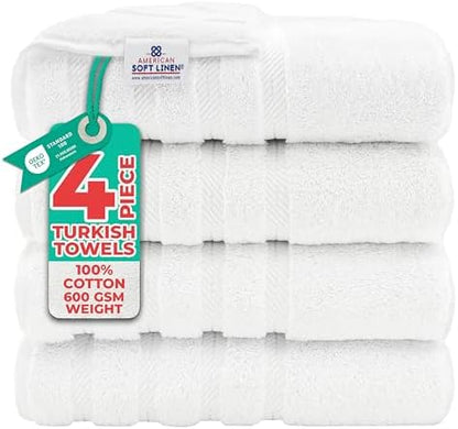 American Soft Linen 100% Cotton Luxury Turkish Towels, 4 PC Bath Towel Set