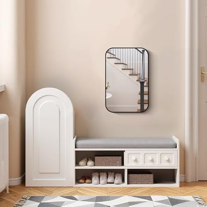 FORBATH Black Bathroom Mirror for Over Sink, Wall Mirror 16x24 Inch with Metal Frame, Rounded Corners for Bathroom, Bedroom, Entryway Décor