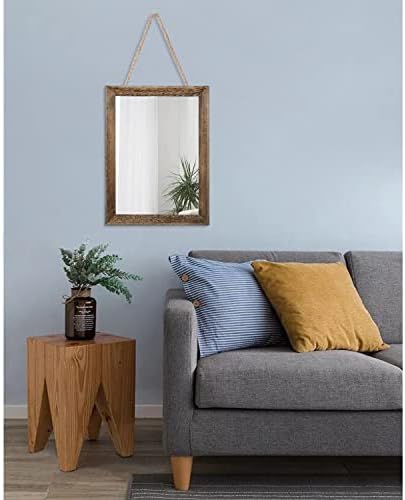 AAZZKANG Rustic Wood Mirror Rectangle Decorative Wall Mirrors with Frame