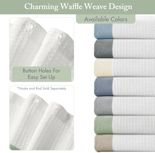 Madison Park Spa Waffle Shower Curtain for Bathroom, 72 x 72, Sage Green