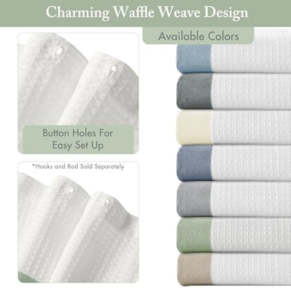 Madison Park Spa Waffle Shower Curtain for Bathroom, 72 x 72, Sage Green