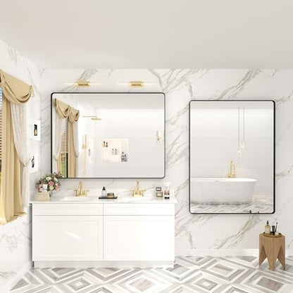 48x36 Inch Matte Black Bathroom Mirror for Wall