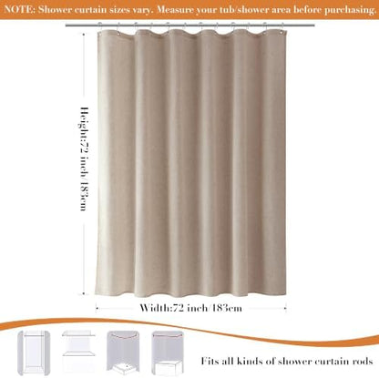Nanspring Linen Shower Curtain for Bathroom 72x72 Inch 1 Panel Sand Beige