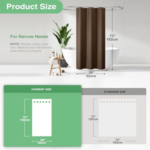 Dynamene Stall Waffle Shower Curtain 256 GSM Heavy Fabric 36x72 Brown