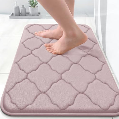 OLANLY Memory Foam Bath Mat Rug 24x16, Ultra Soft Bathroom Rugs, Dusty Rose